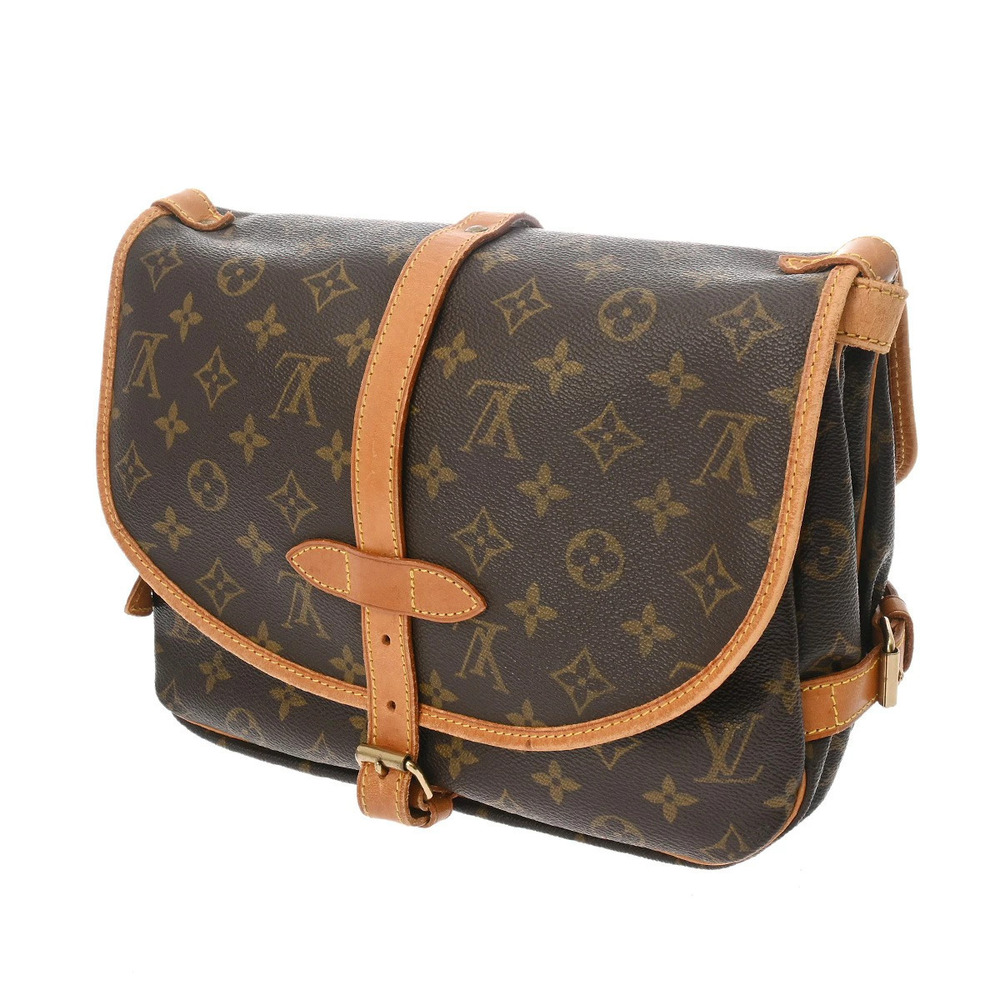 Louis Vuitton Shoulder Monogram Brown Saumur Canvas Bag Brown